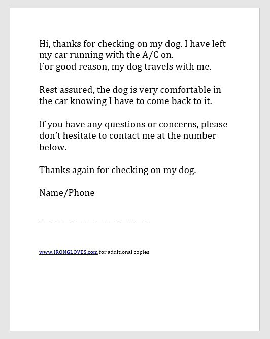 Dog Awareness Letter A/C