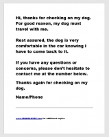 Dog Awareness Letter no A/C